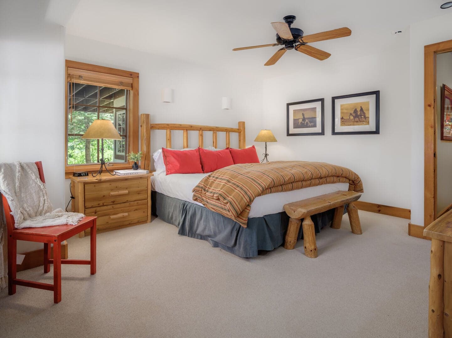 King Bedroom with TV & Attached Bathroom (Lower Level; Can be Split to Twins for a fee)