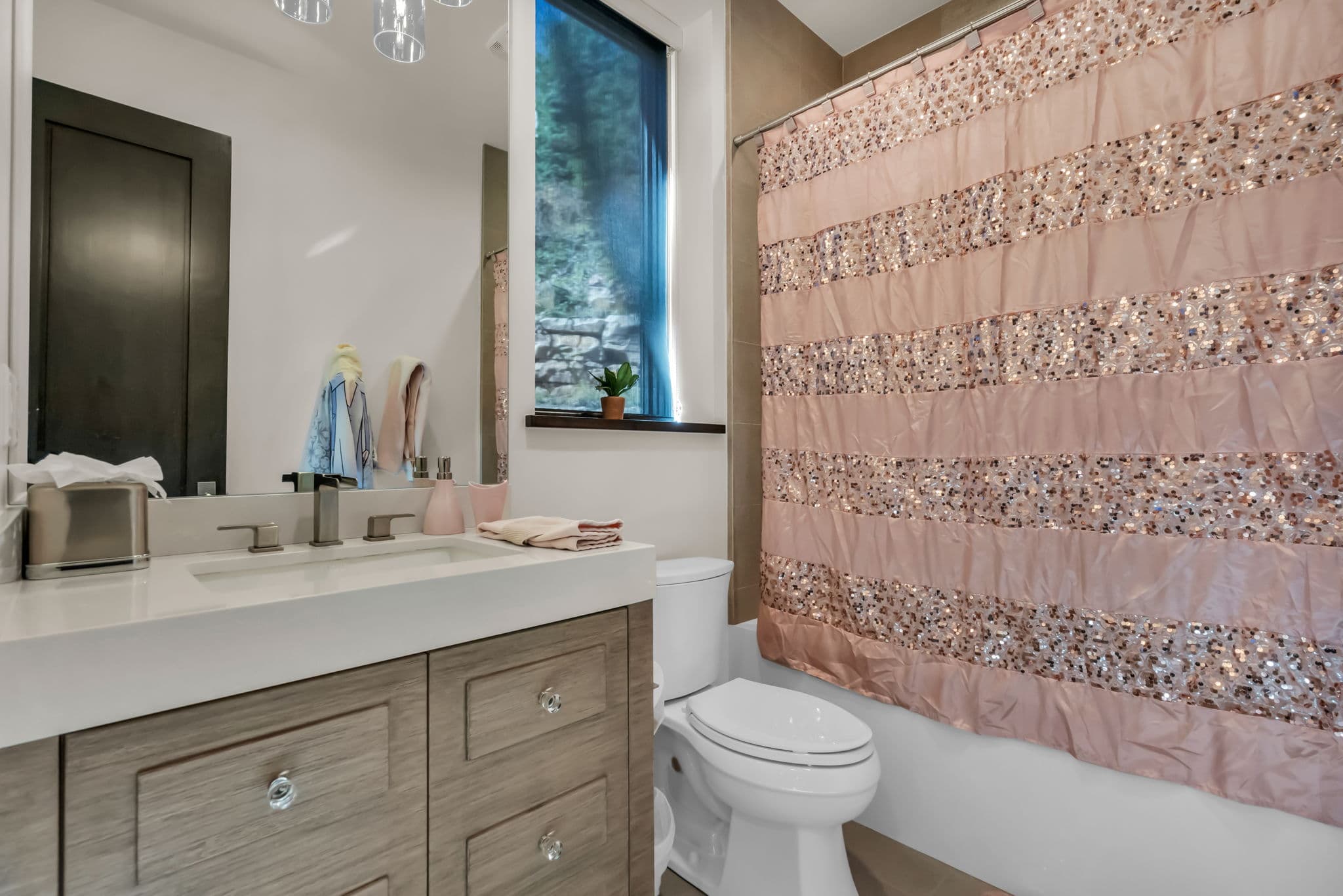 Bathroom with Shower-Tub Combo and Single Sink