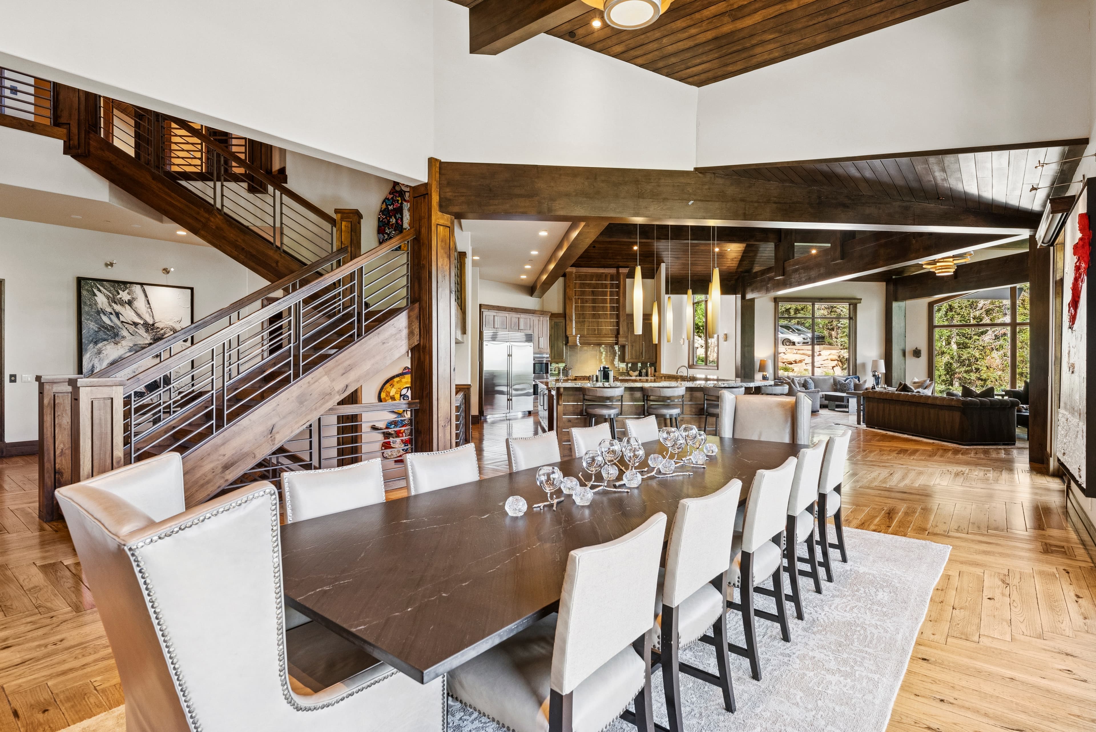 view from the dining room into the main living area