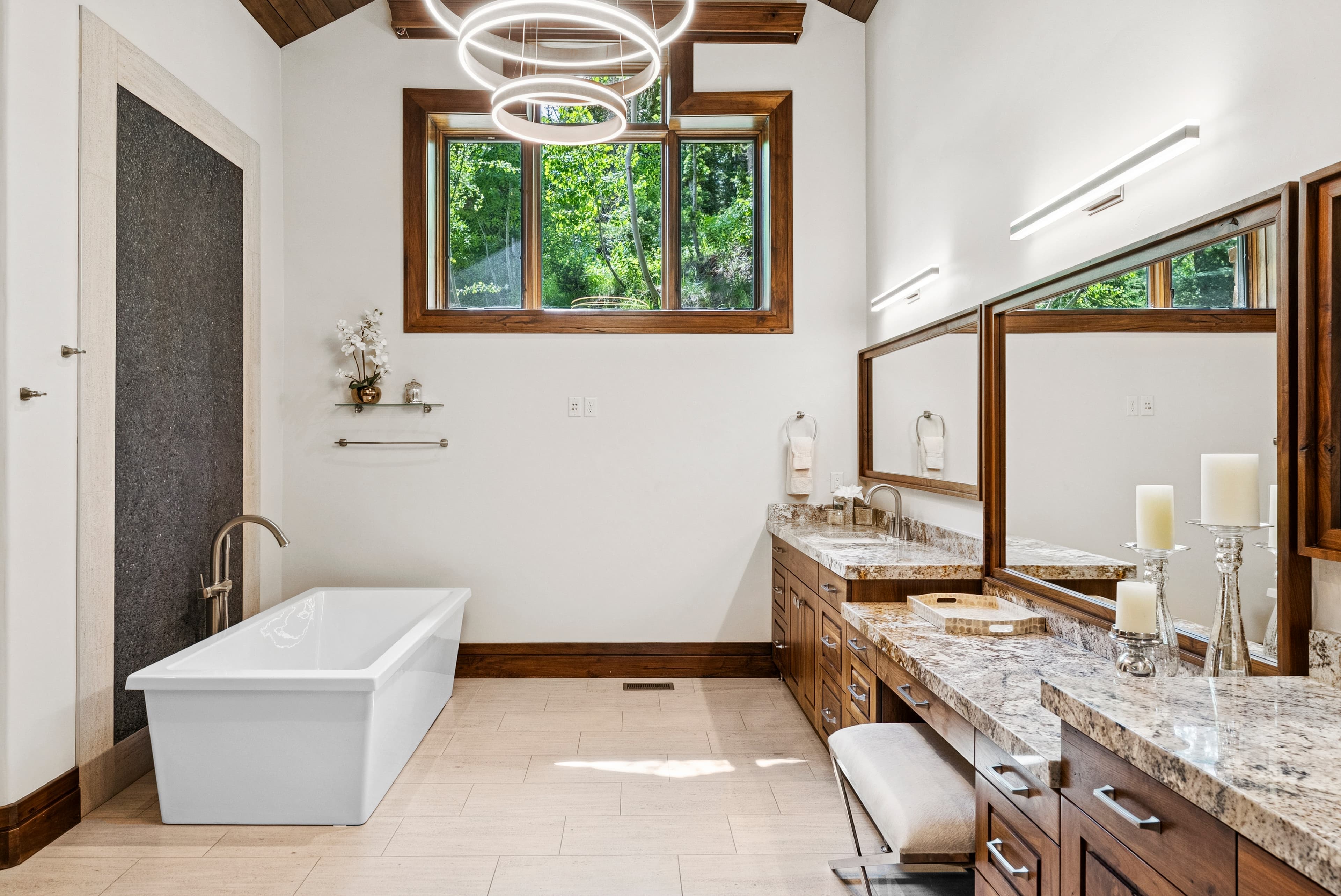 large soaking tub in primary bathroom