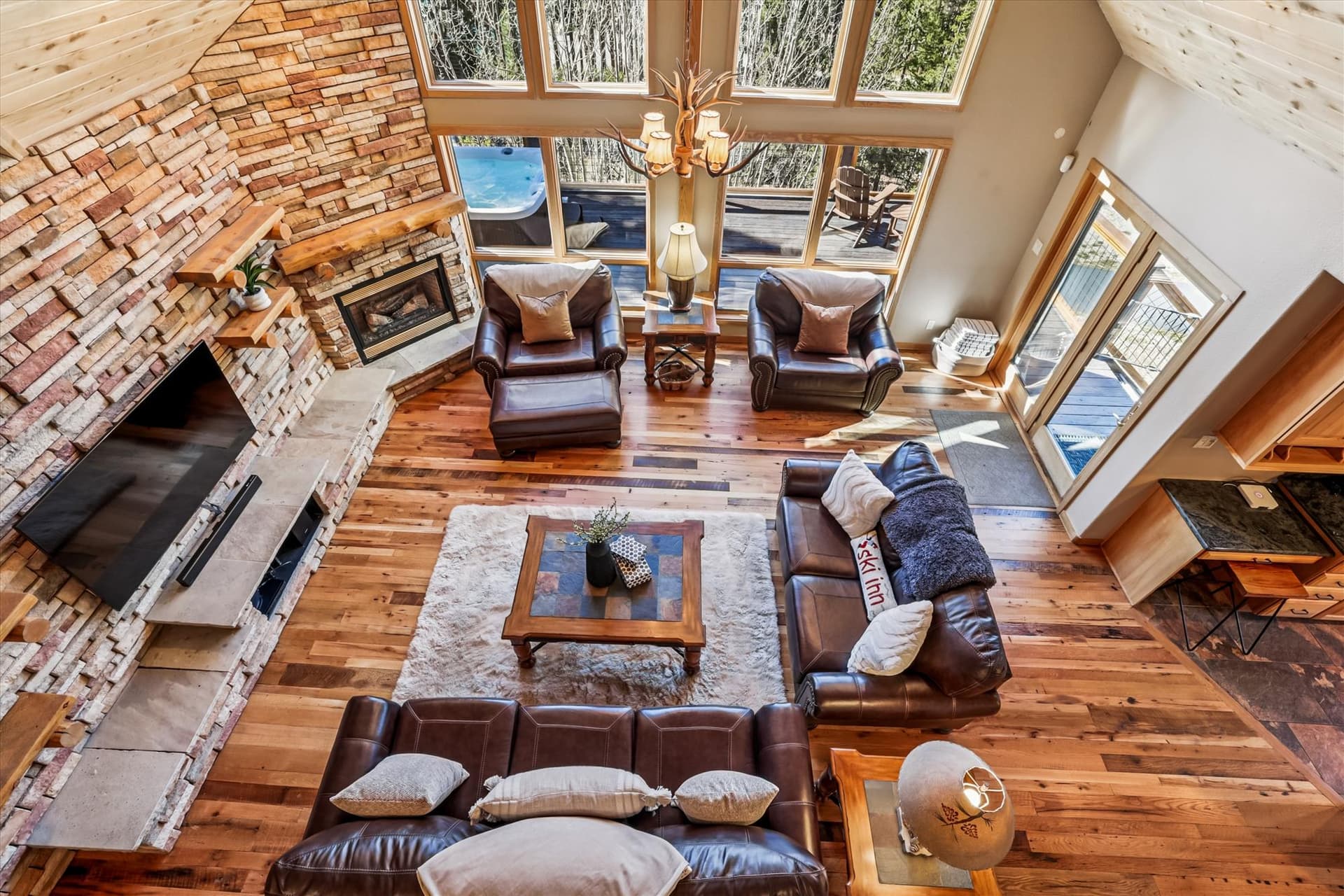 Living Area View from Loft - Mountain Serenity Retreat - Blue River Vacation Rental